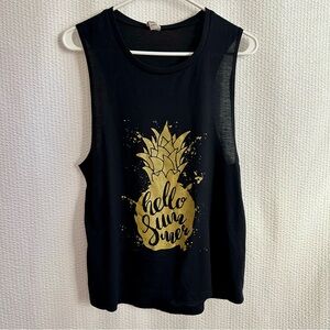 Bella Canvas Women’s Black Pineapple Tank “Hello Summer” Size: Large